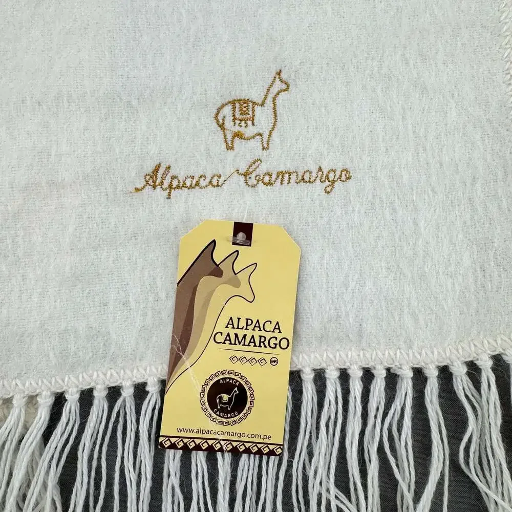 Alpaca Camargo Ivory Wool Fringe Winter Scarf